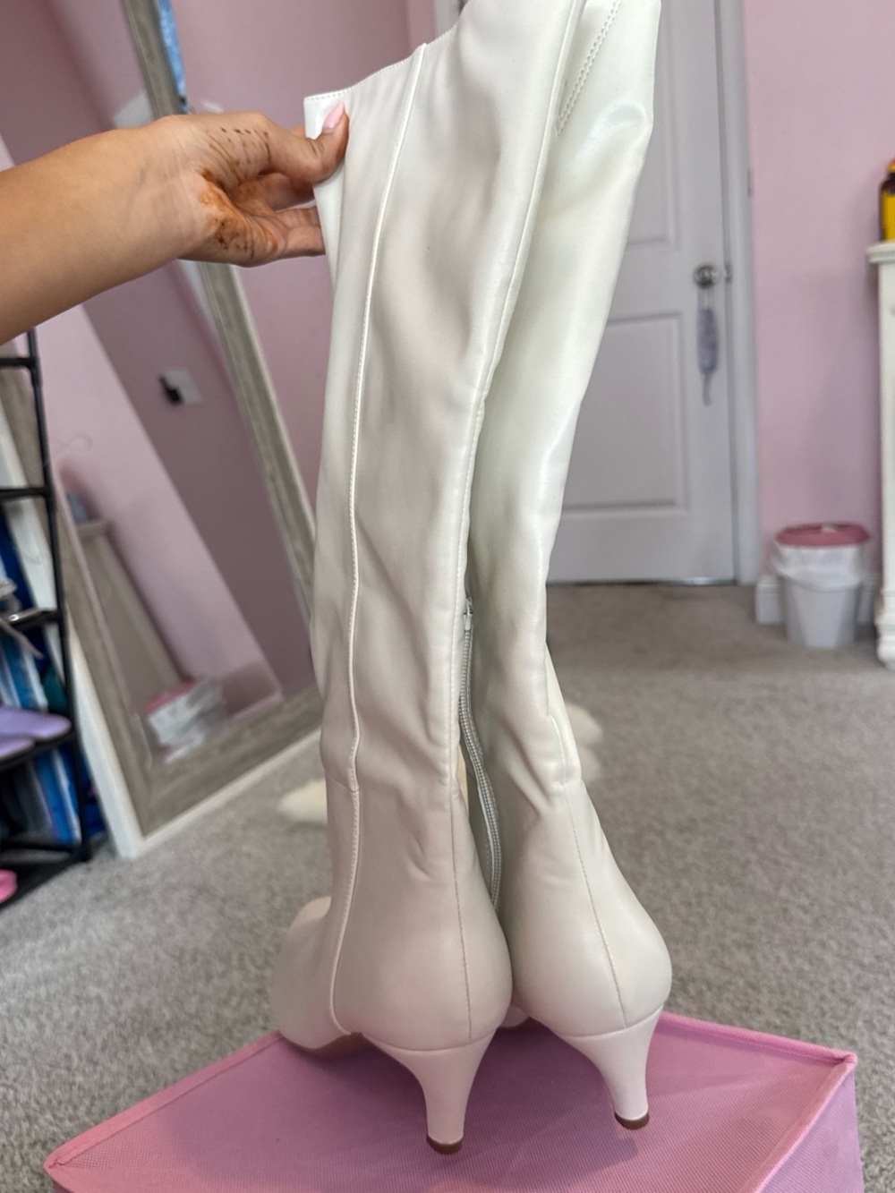 Target Cream Over-the-Knee Kitten Heel Boots